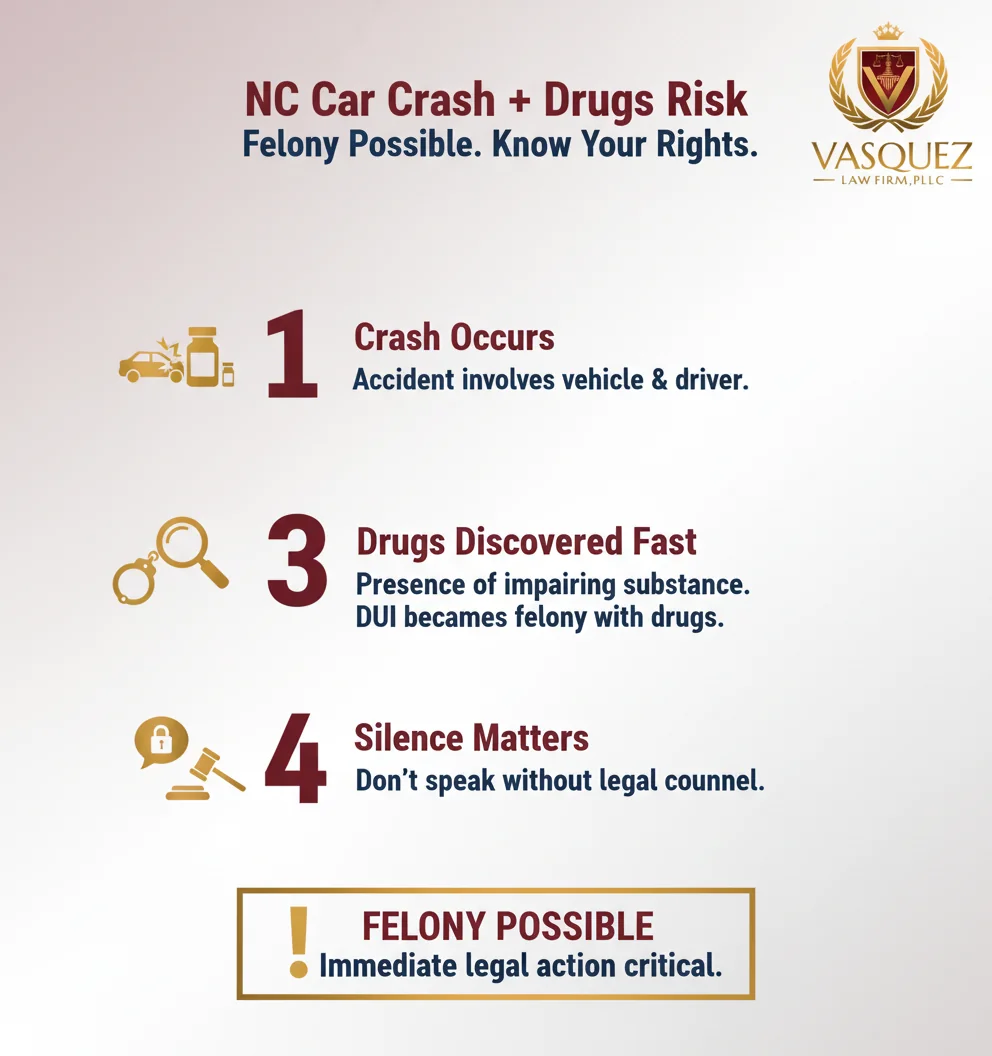 Infographic: Criminal Defense Lawyer NC: WARNING—Crash Drugs = Felony?