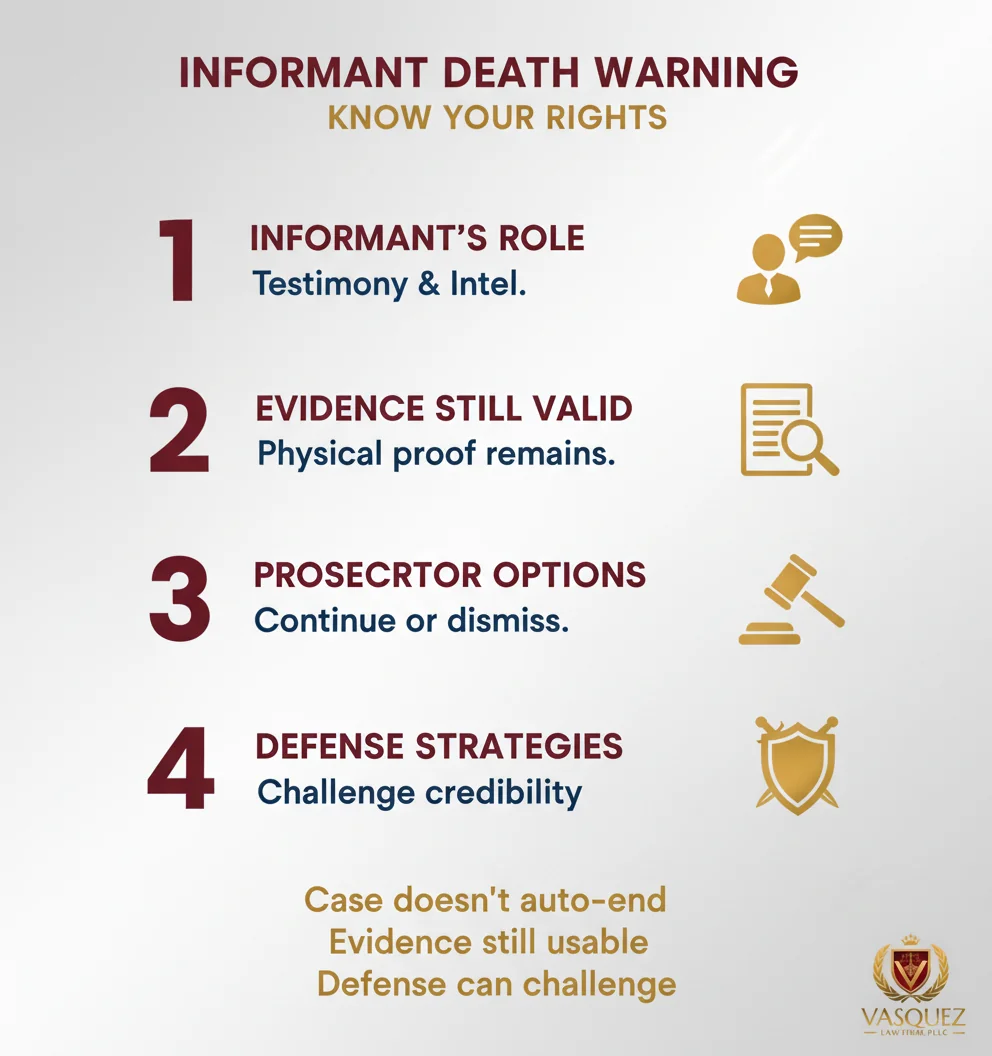Infographic: criminal defense lawyer NC: WARNING—Informant Death Won’t End Case