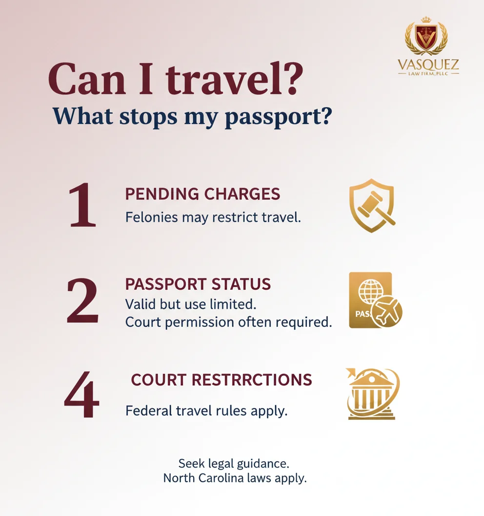 Infographic: criminal defense lawyer NC: The Truth About Pending Charges & Passports