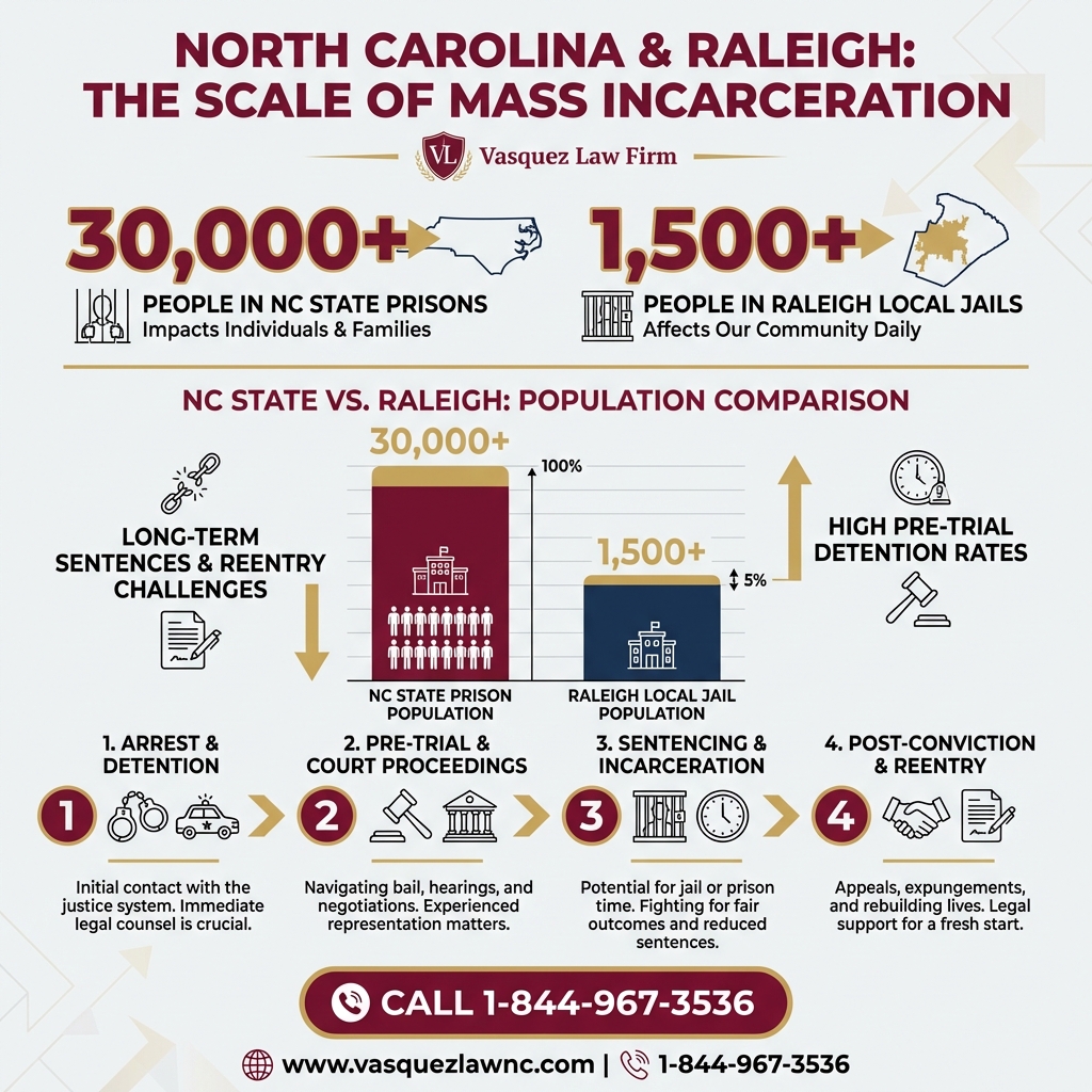 Estadísticas Clave y Datos para El Impacto de la Encarcelación Masiva en los Residentes de Raleigh para 2026