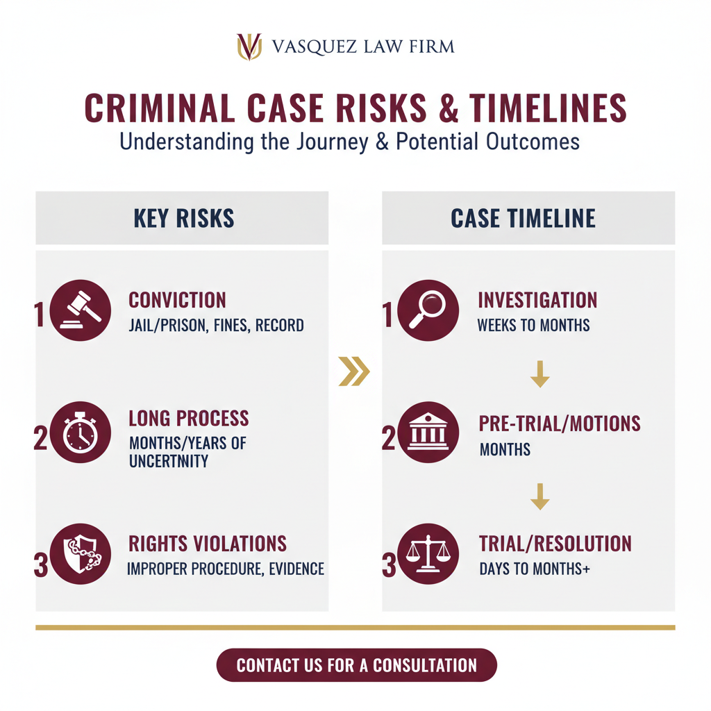 Línea de Tiempo del Proceso para Por qué Necesita un Abogado de Defensa Criminal en Raleigh