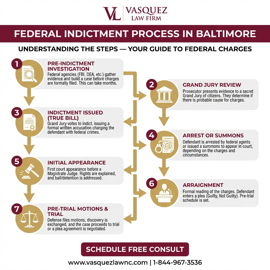 Línea de Tiempo del Proceso para Acusaciones Federales en Baltimore 2026: Guía Crítica para su Defensa