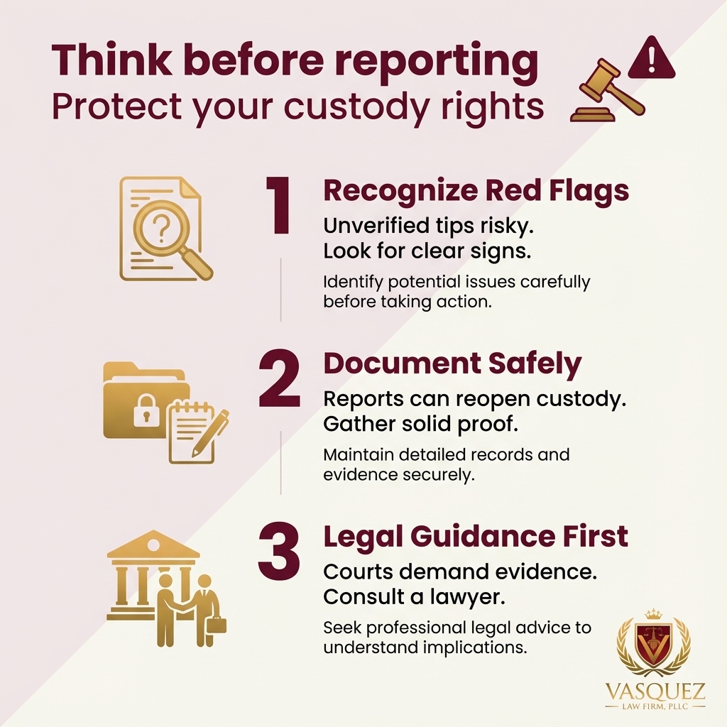 Infographic: divorce lawyer NC: WARNING—Child Abuse Tips Can Flip Custody