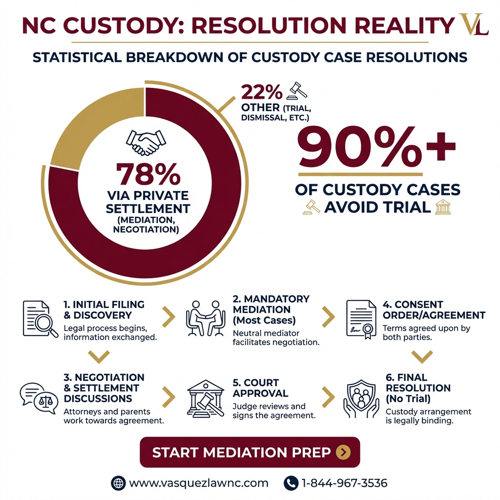 Línea de Tiempo del Proceso para Guía Completa 2026: Custodia de Menores en Carolina del Norte