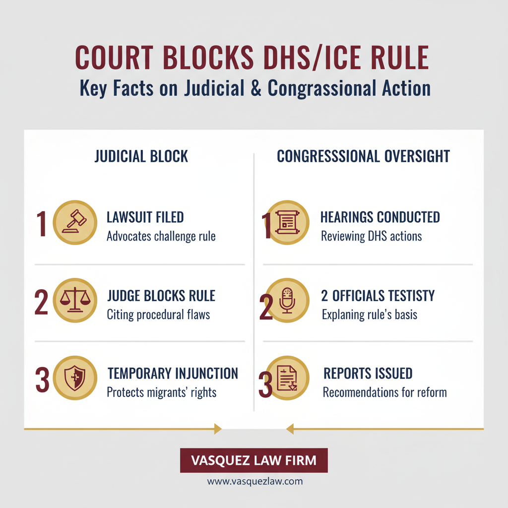 Línea de Tiempo del Proceso para Juez Bloquea Regla de DHS/ICE: Supervisión del Congreso