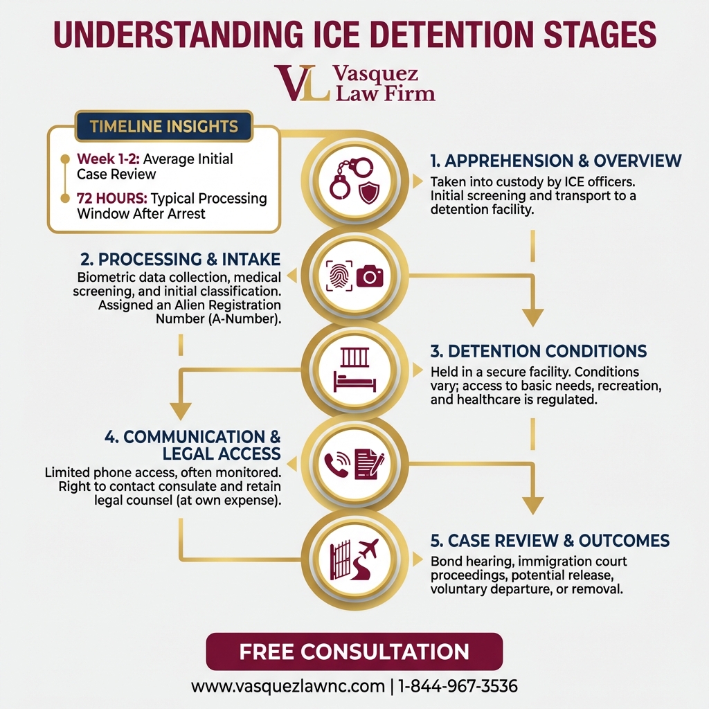 Línea de Tiempo del Proceso para Lo Esencial Sobre los Centros de Detención de ICE en 2026
