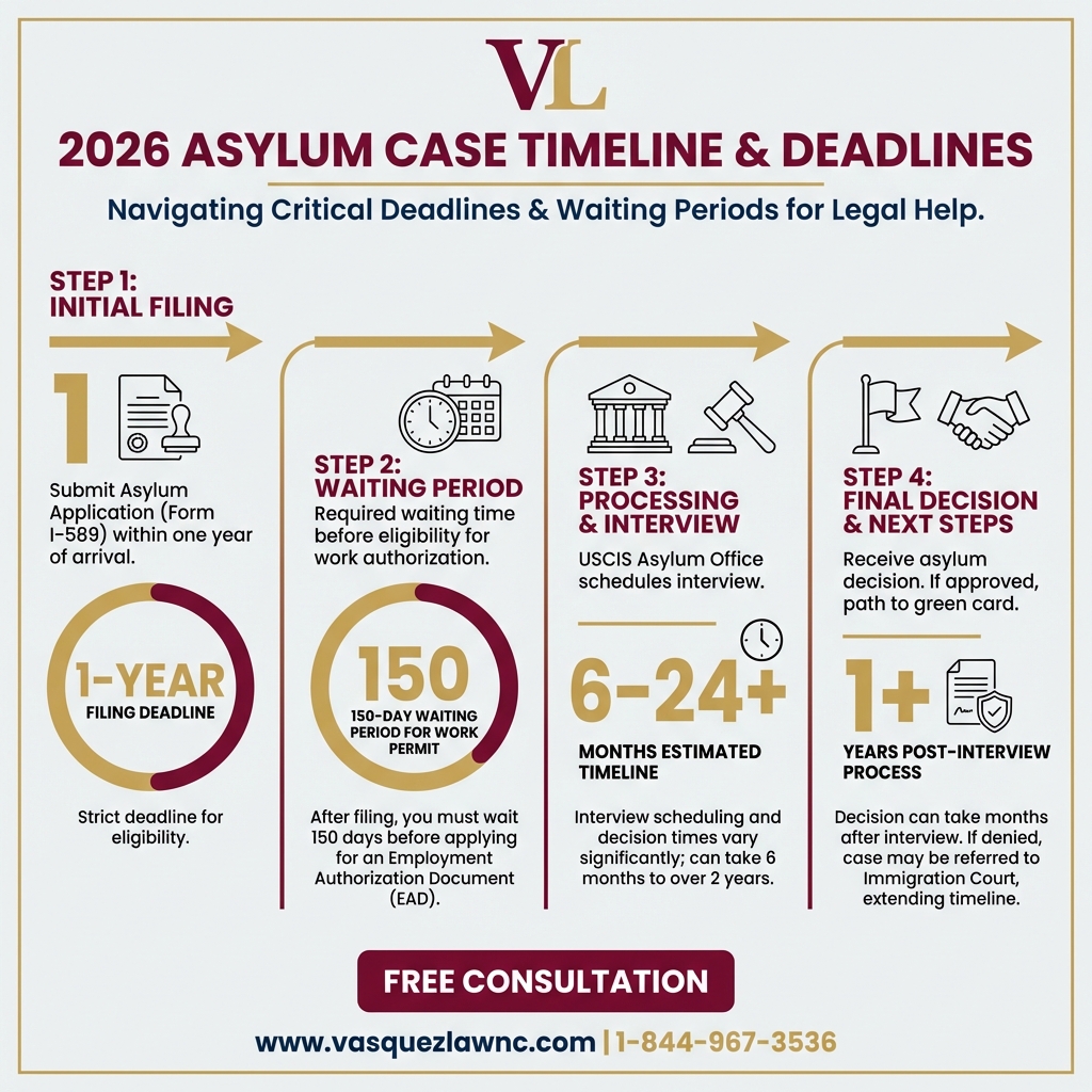 Línea de Tiempo del Proceso para Cómo Funcionan los Casos de Asilo en 2026: Lo que Debes Saber
