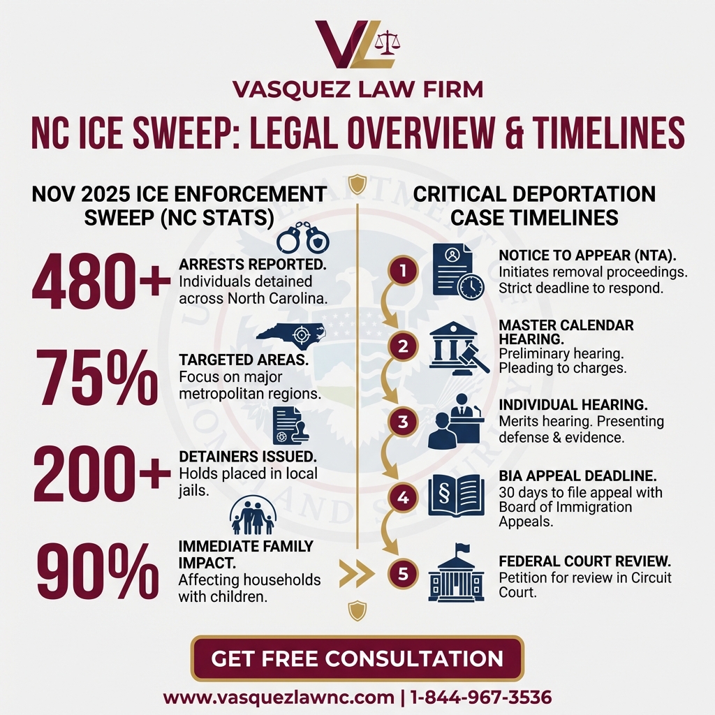 Línea de Tiempo del Proceso para Qué Sucede con las Deportaciones de ICE en Charlotte en 2026