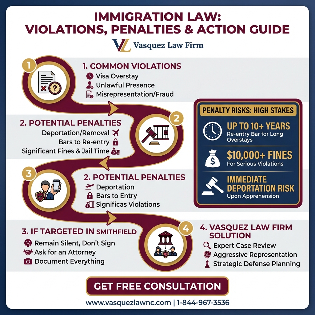 Línea de Tiempo del Proceso para ¿Cuáles Son las Infracciones a la Ley de Inmigración en Smithfield, Carolina del Norte en 2026?