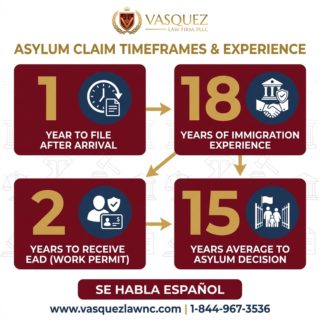 Línea de Tiempo del Proceso para Guía Completa para Solicitar Asilo en Carolina del Norte en 2026