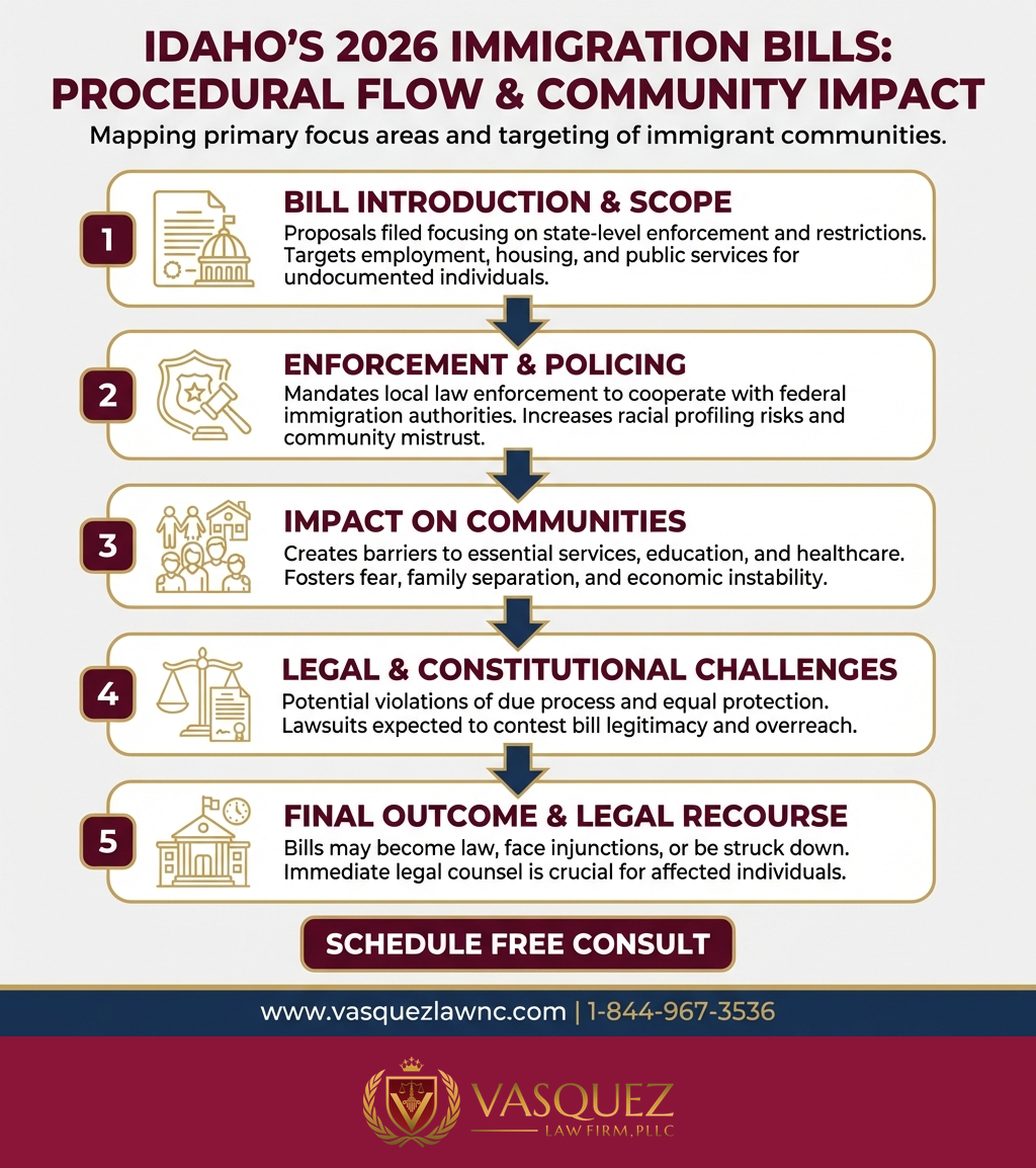 Línea de Tiempo del Proceso para Impacto de las Propuestas de Ley de Inmigración en Idaho para 2026