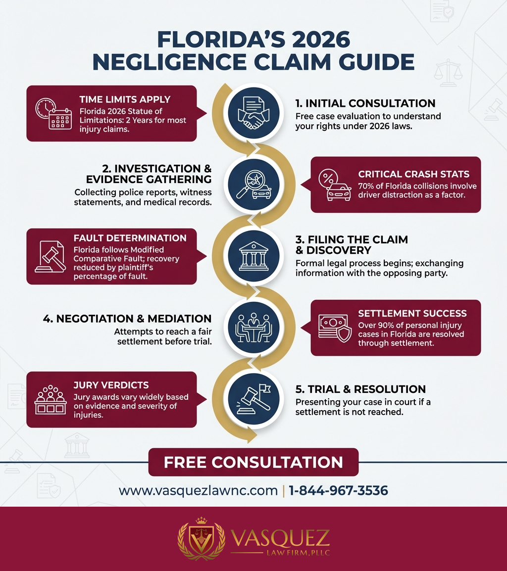 Línea de Tiempo del Proceso para Ley de Negligencia en Florida: Lo Esencial para 2026