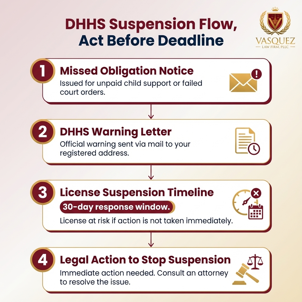 Infographic: traffic ticket lawyer NC: The DHHS Suspension Warning for You