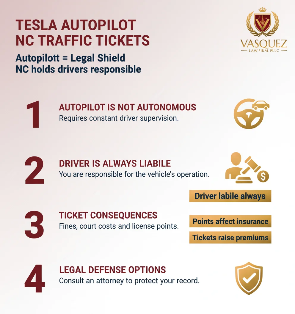 Infographic: traffic ticket lawyer NC: WARNING—Tesla Autopilot Can Cost You