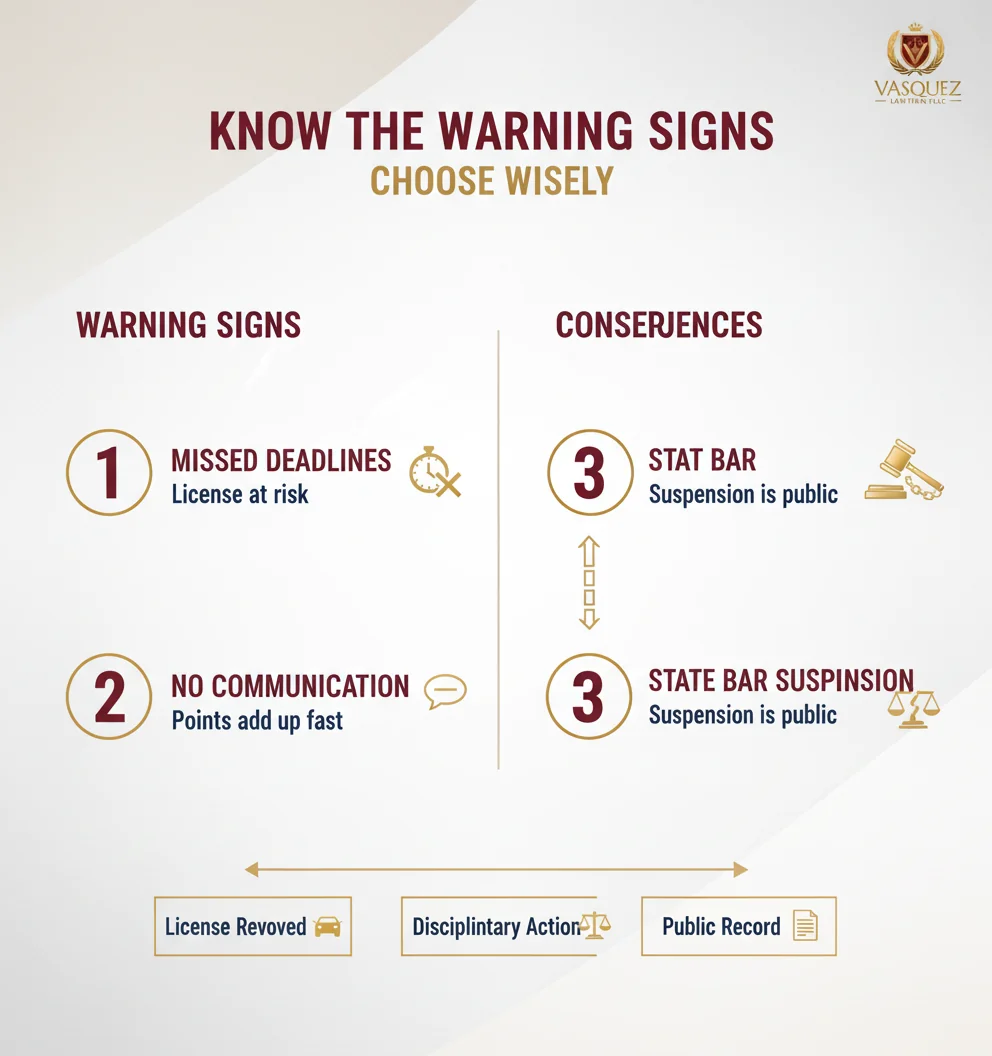 Infographic: traffic ticket lawyer NC: WARNING—Bad Lawyers Get Suspended