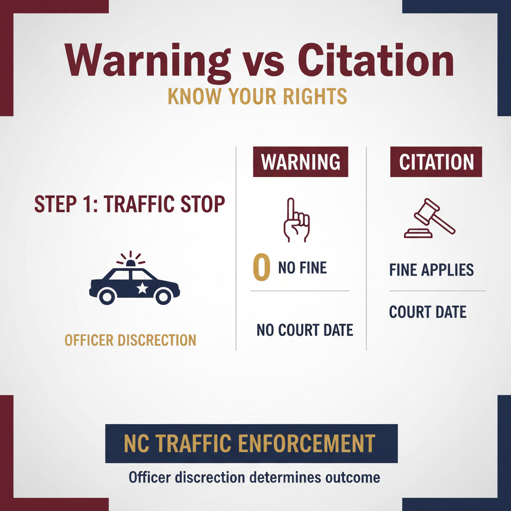 Key Statistics and Data for When will you get a warning ticket vs. traffic citation in NC?