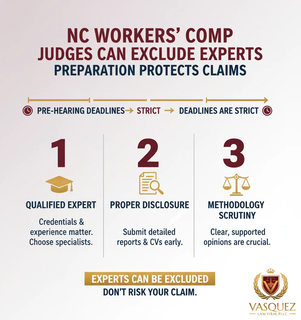 Infographic: workers compensation lawyer NC: WARNING—Judges Can Toss Your Expert