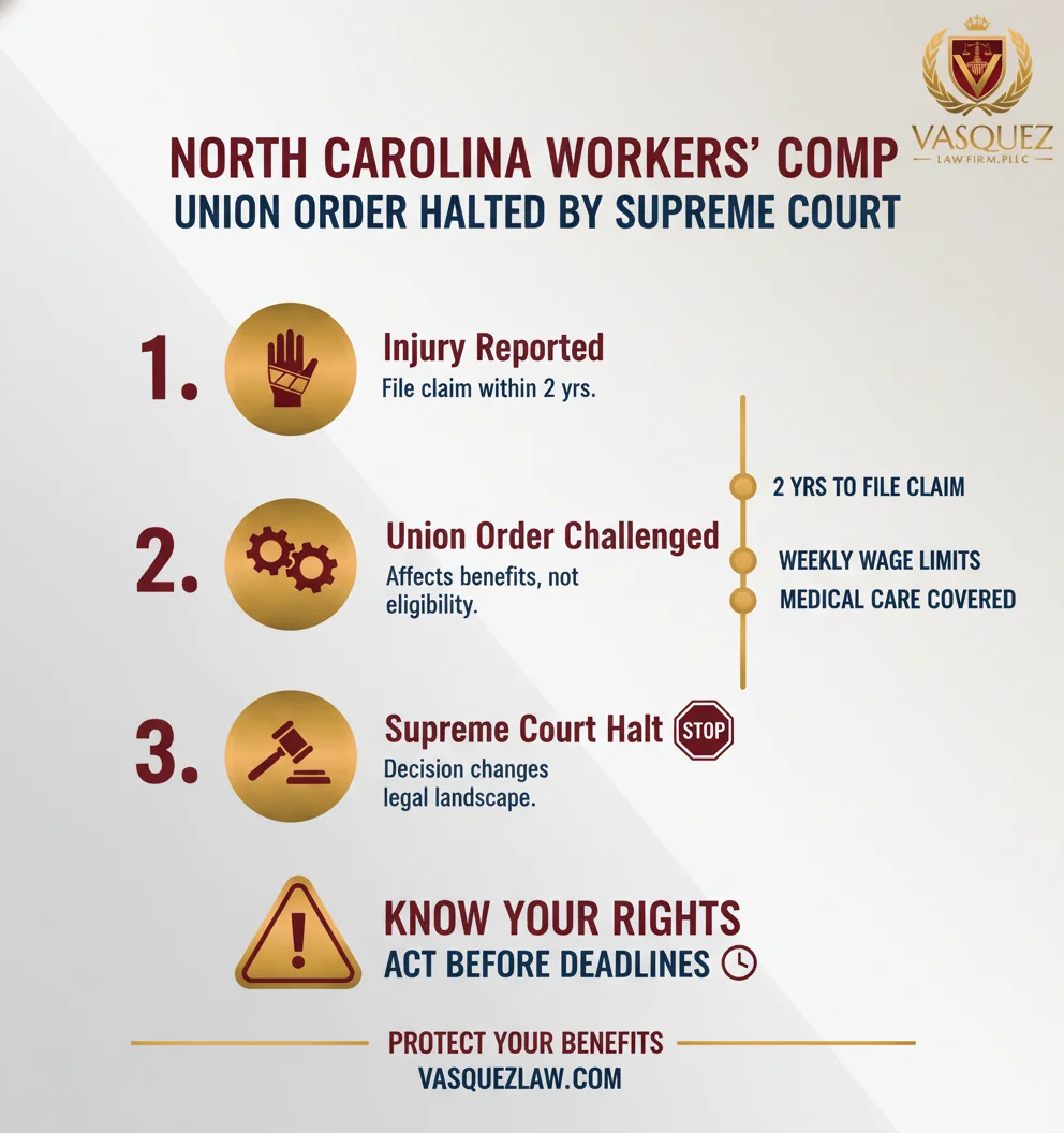 Infographic: workers compensation lawyer NC: Supreme Court STOPPED Union Order