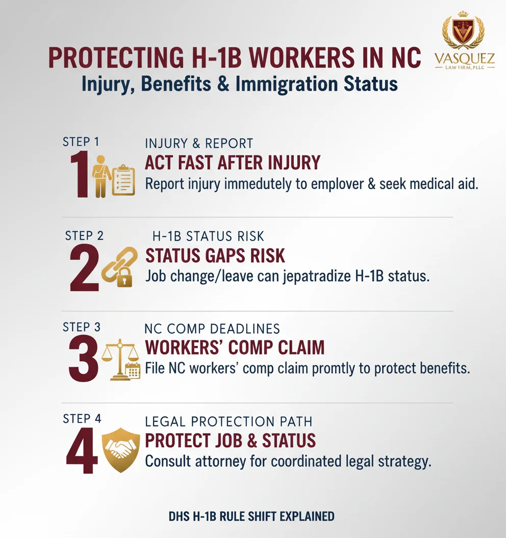 Infographic: workers compensation lawyer NC: ALERT—DHS H-1B Rule Shift