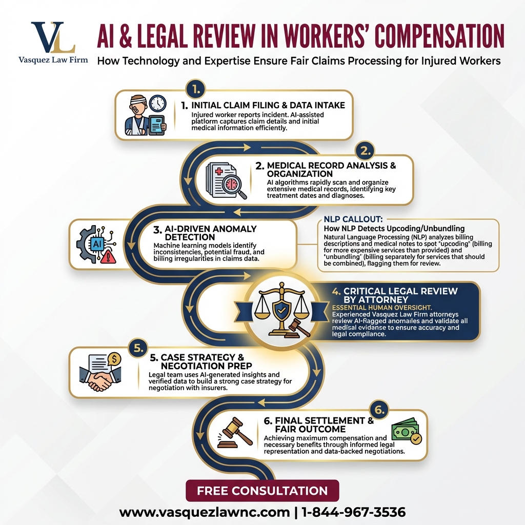 Línea de Tiempo del Proceso para Impacto de la Adopción de IA en Reclamaciones de Compensación Laboral en 2026