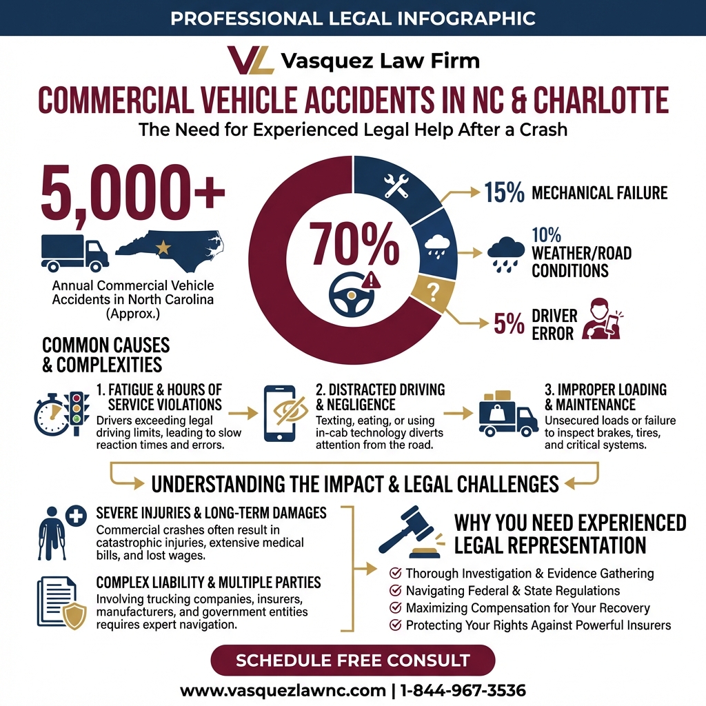 Línea de Tiempo del Proceso para Qué Hacer Después de un Accidente con Vehículos Comerciales en Charlotte 2026